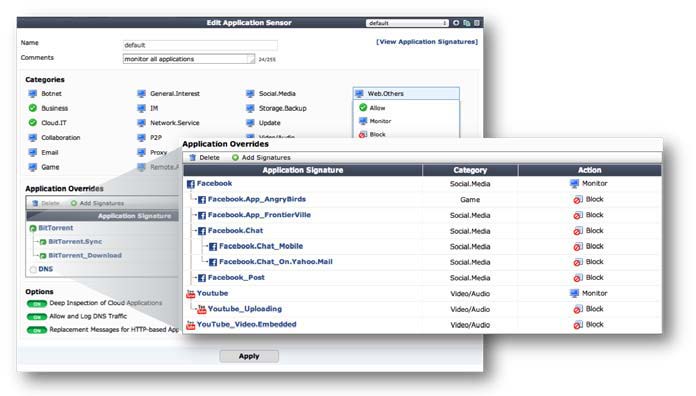 Powerful application control with granular settings